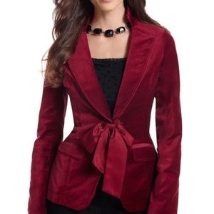 WHBM 00 red velvet jacket with belt like new